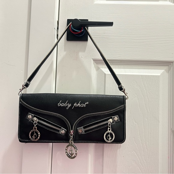 Baby Phat Handbags - Baby Phat Black Y2K Shoulder Bag